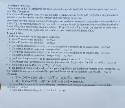 Togo / BAC I : L'épreuve de mathématiques jugée trop difficile pour ces raisons (Photos)