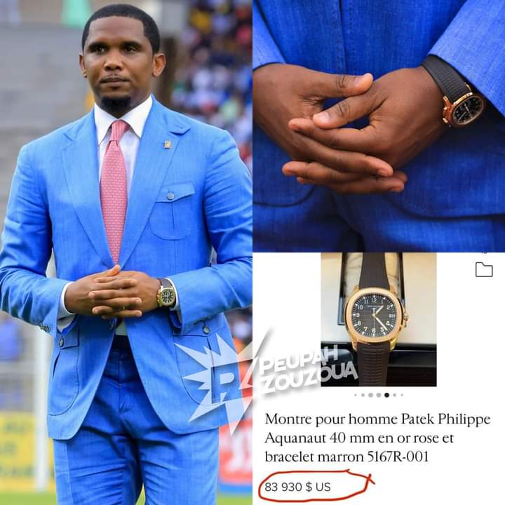 52 millions de FCFA Samuel Eto o s affiche avec une montre qui