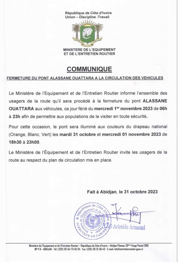 Pont Alassane Ouattara Fermé