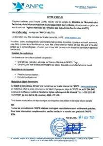 Directeur de l’Appui aux collectivités territoriales et de la communication (DACTC) (H/F)