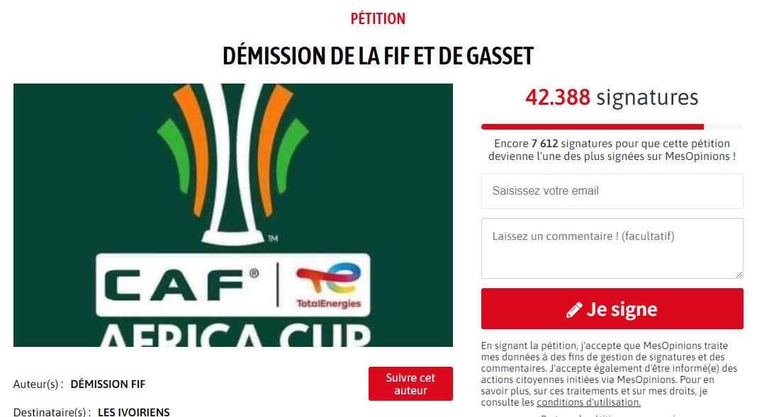 CAN 2023 : après la défaite de la Côte d'Ivoire, une pétition recueille plus de 40000 voix pour le départ de...