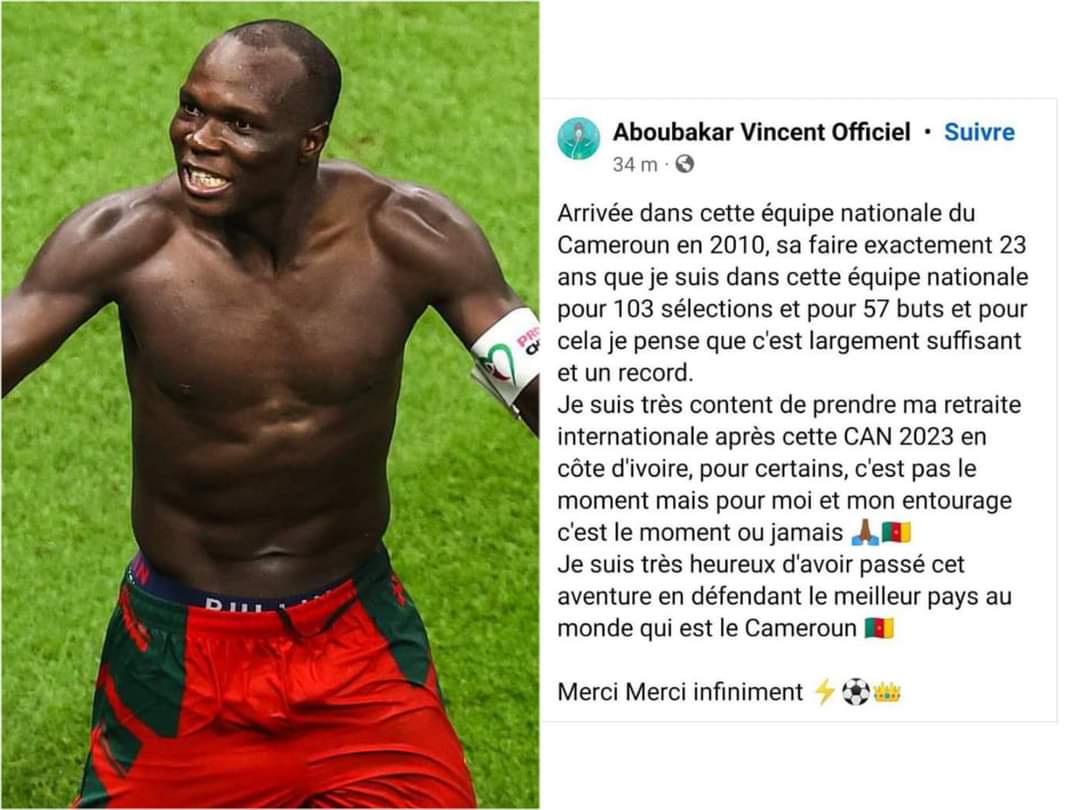 Vincent Aboubakar Retraite