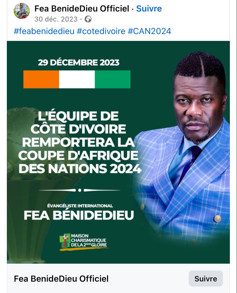 Côte d'Ivoire CAN 2023 Ivoiriens Pasteur
