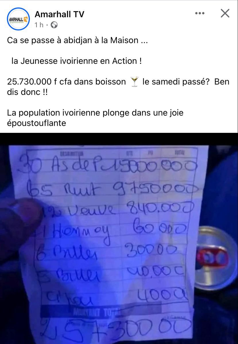Côte d'Ivoire 25 Millions FCFA
