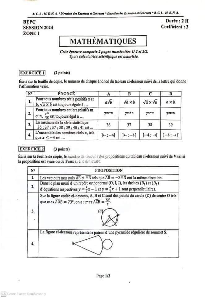 BEPC 2024 20/20 Côte d'Ivoire