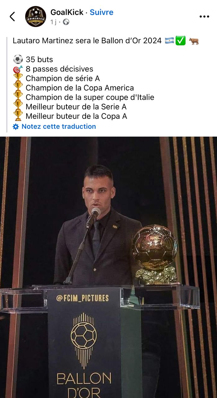 Ballon d'Or 2024 Vainqueur