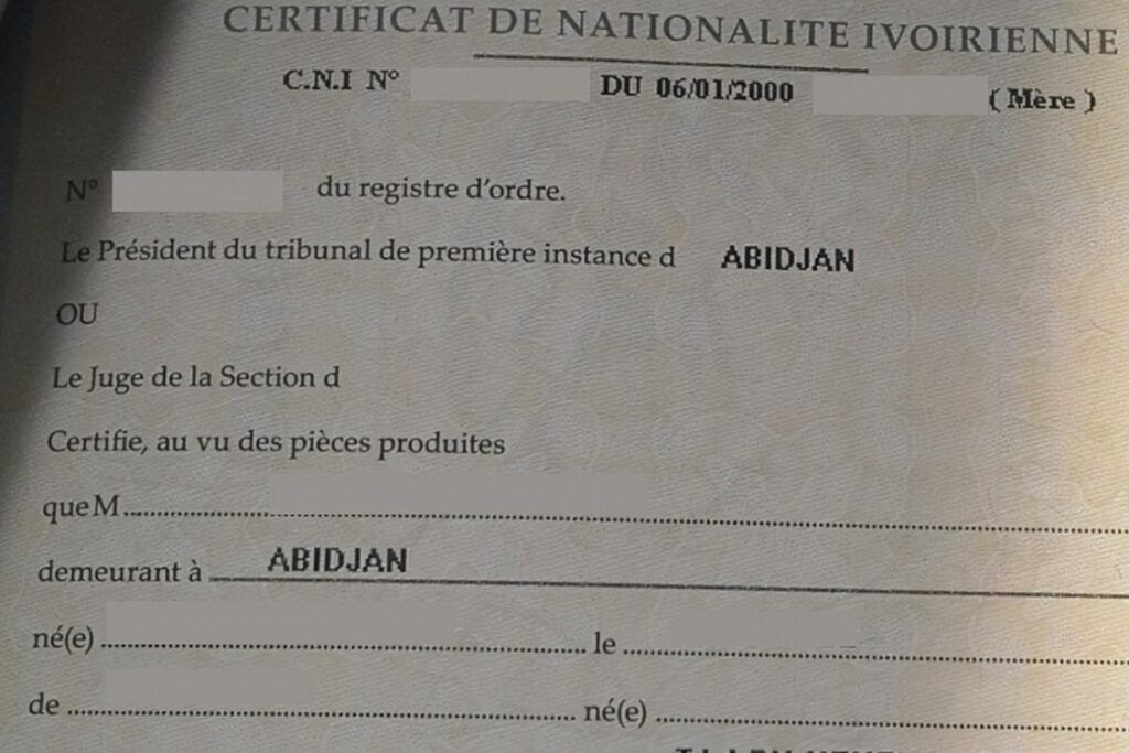 Côte d’Ivoire : les autorités démasquent un agent exigeant des frais supplémentaires pour le certificat de nationalité 15 000 FCFA pour un certificat de nationalité le gouvernement ivoirien réagit