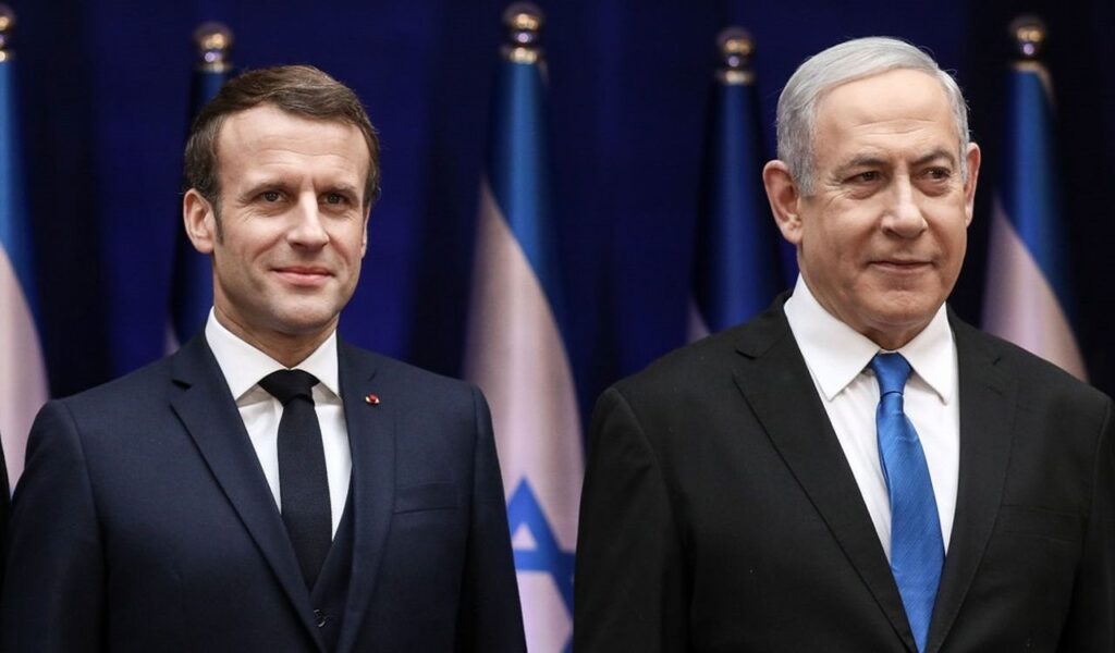 Emmanuel Macron rencontre le premier ministre de l'Etat d'Israel, Benyamin Netanyahou a Jerusalem