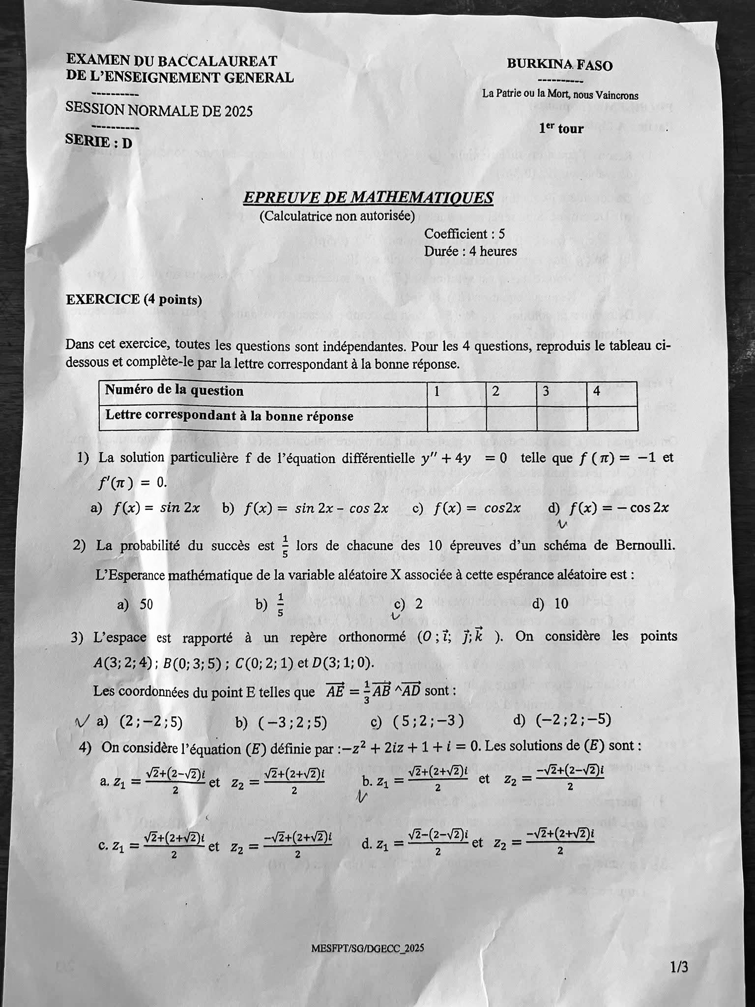 Burkina Faso / BAC 2025 : « J’ai un BAC D, mais ce sujet de mathématiques me...»