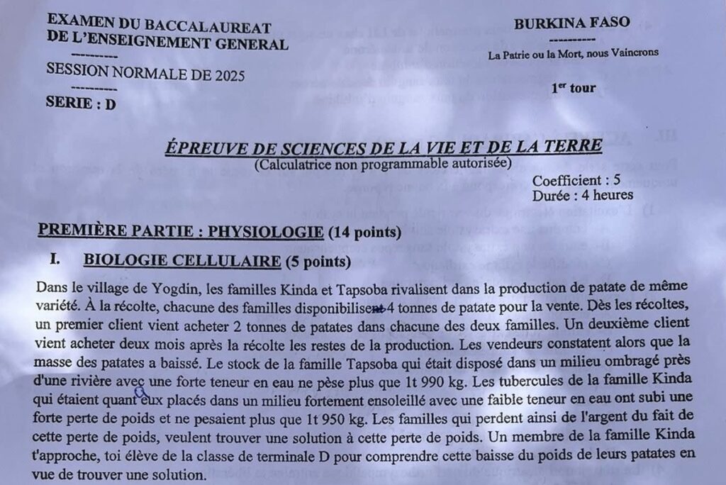 Burkina Faso / BAC 2025 : "Il y a un piège dans l’épreuve de SVT, au niveau de..."