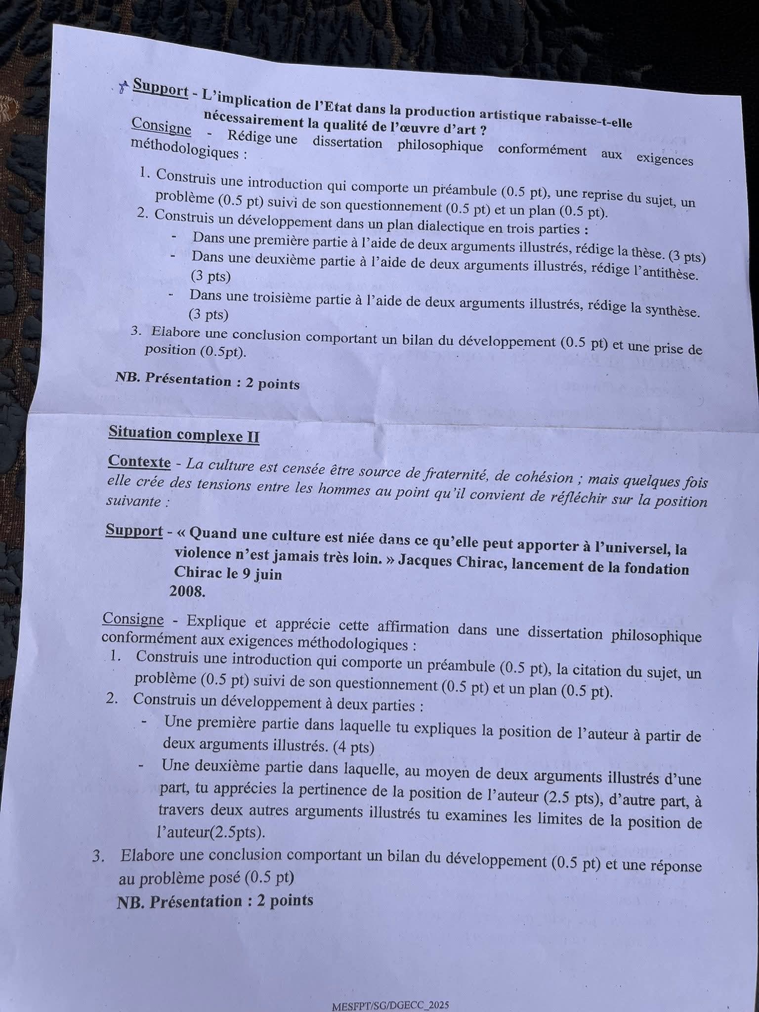 Burkina Faso BAC 2025 l’épreuve de philosophie fait jaser, la raison