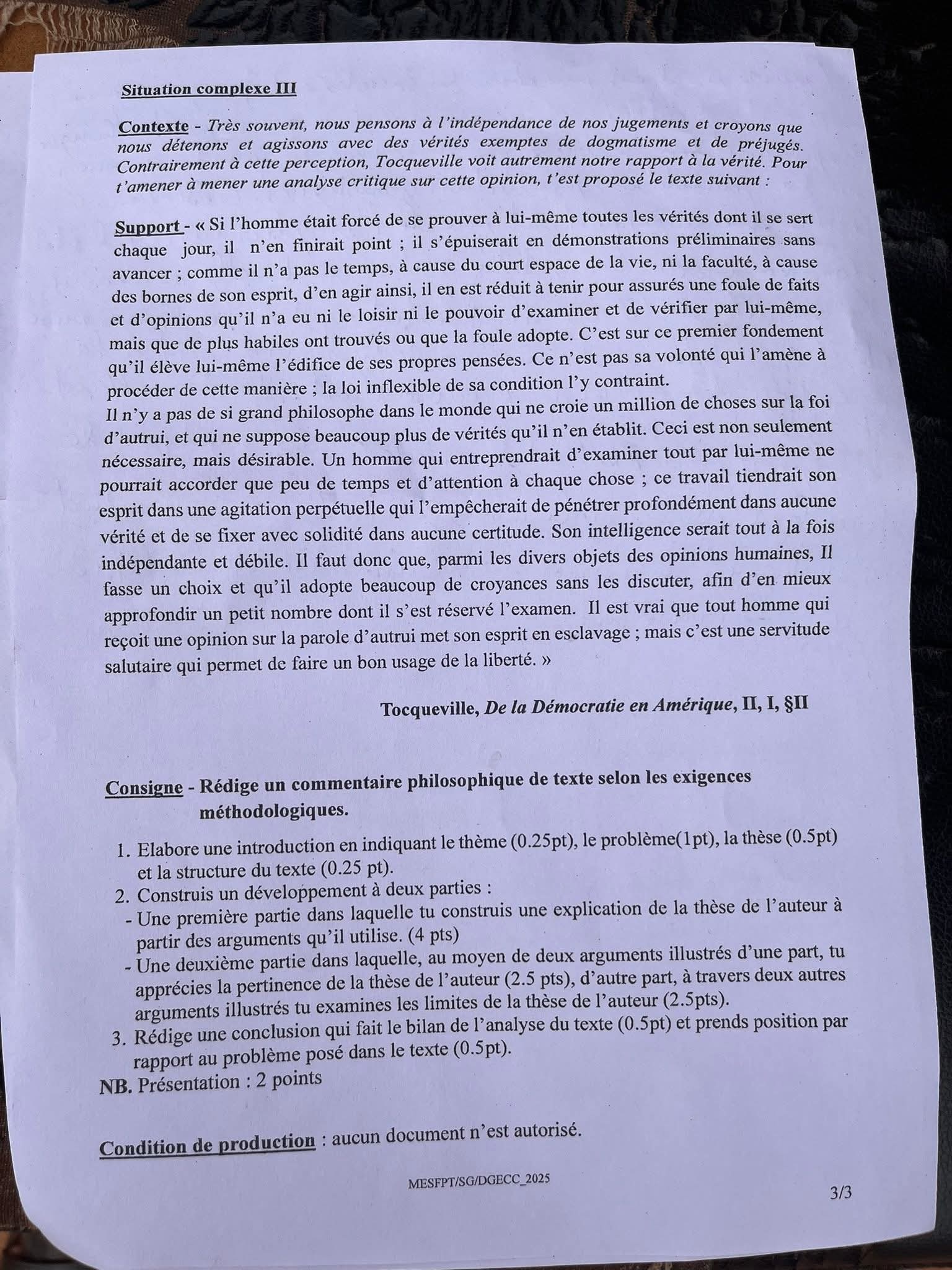 Burkina Faso BAC 2025 l’épreuve de philosophie fait jaser, la raison