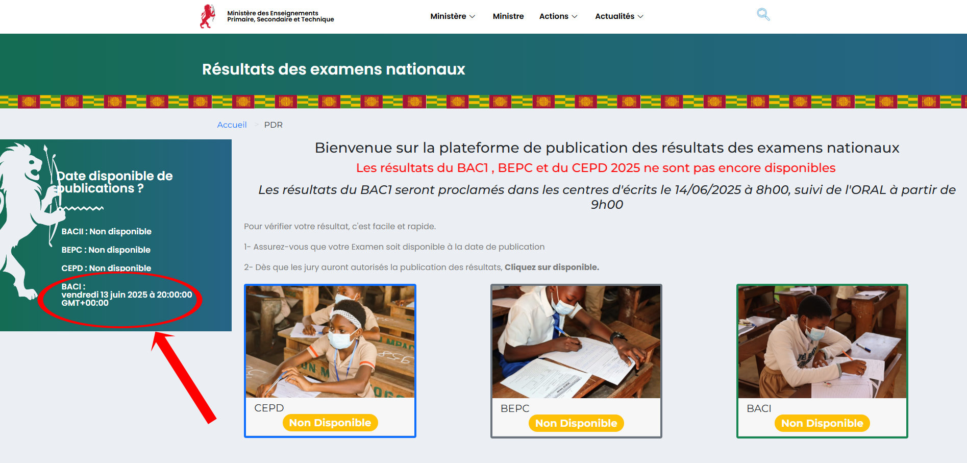 Togo résultats BAC 1 2025