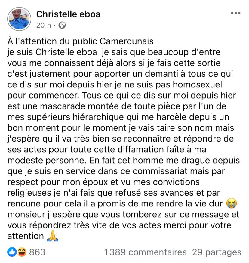 Christelle Eboa Cameroun S3xt@pe Policière