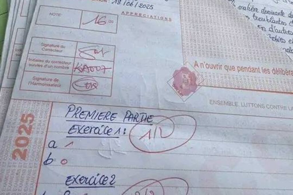 Côte d’Ivoire BAC 2025 la copie d’un candidat fuite, il obtient 1620 en...