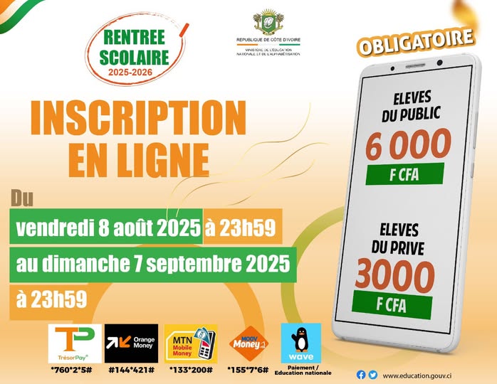 Côte d'Ivoire : le gouvernement ouvre les inscriptions en ligne pour la rentrée scolaire 2025-2026