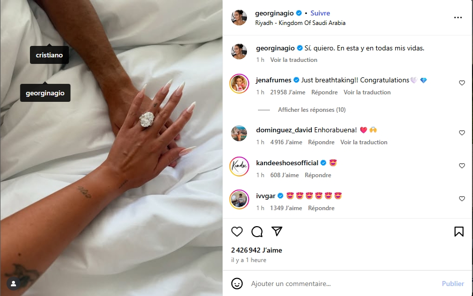 Ça y est ! Georgina Rodriguez dit oui à Cristiano Ronaldo