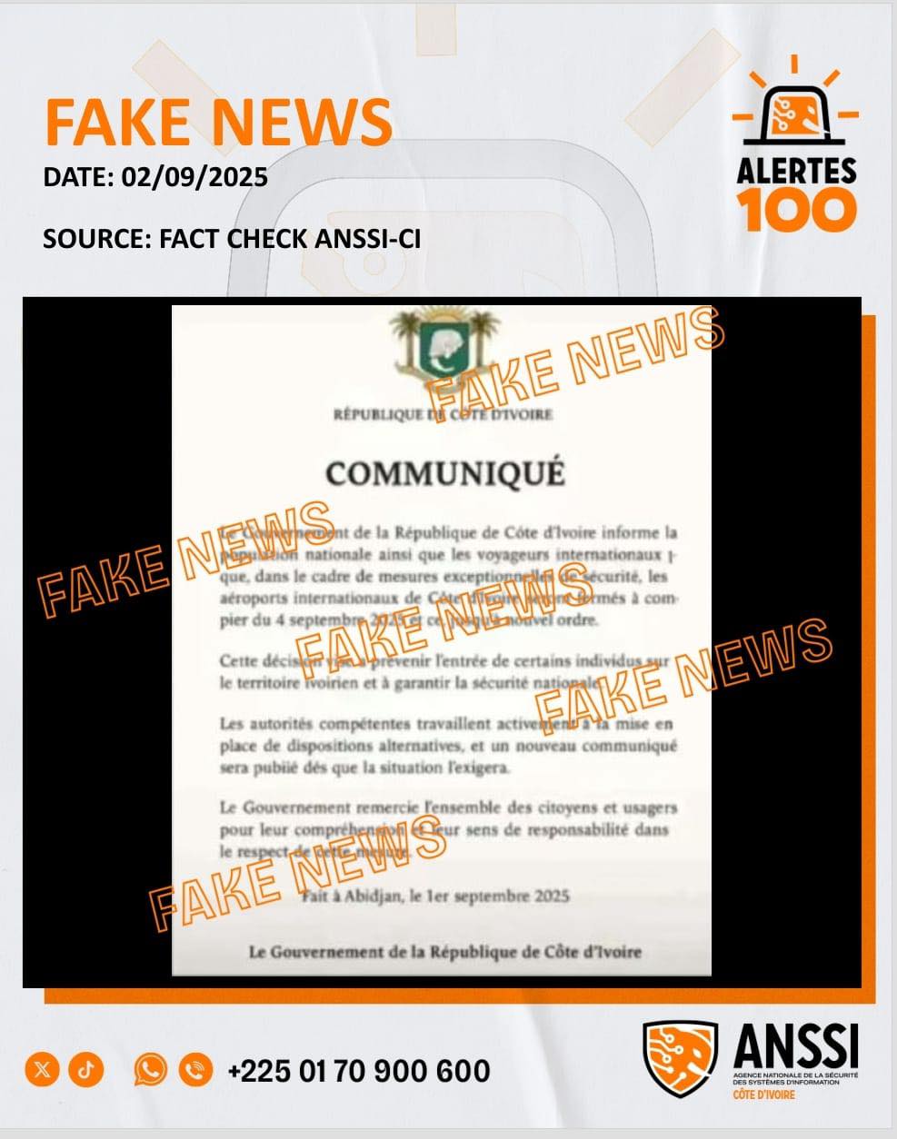 En Côte d’Ivoire, le gouvernement a démenti une fausse information faisant état de la fermeture des aéroports du pays.