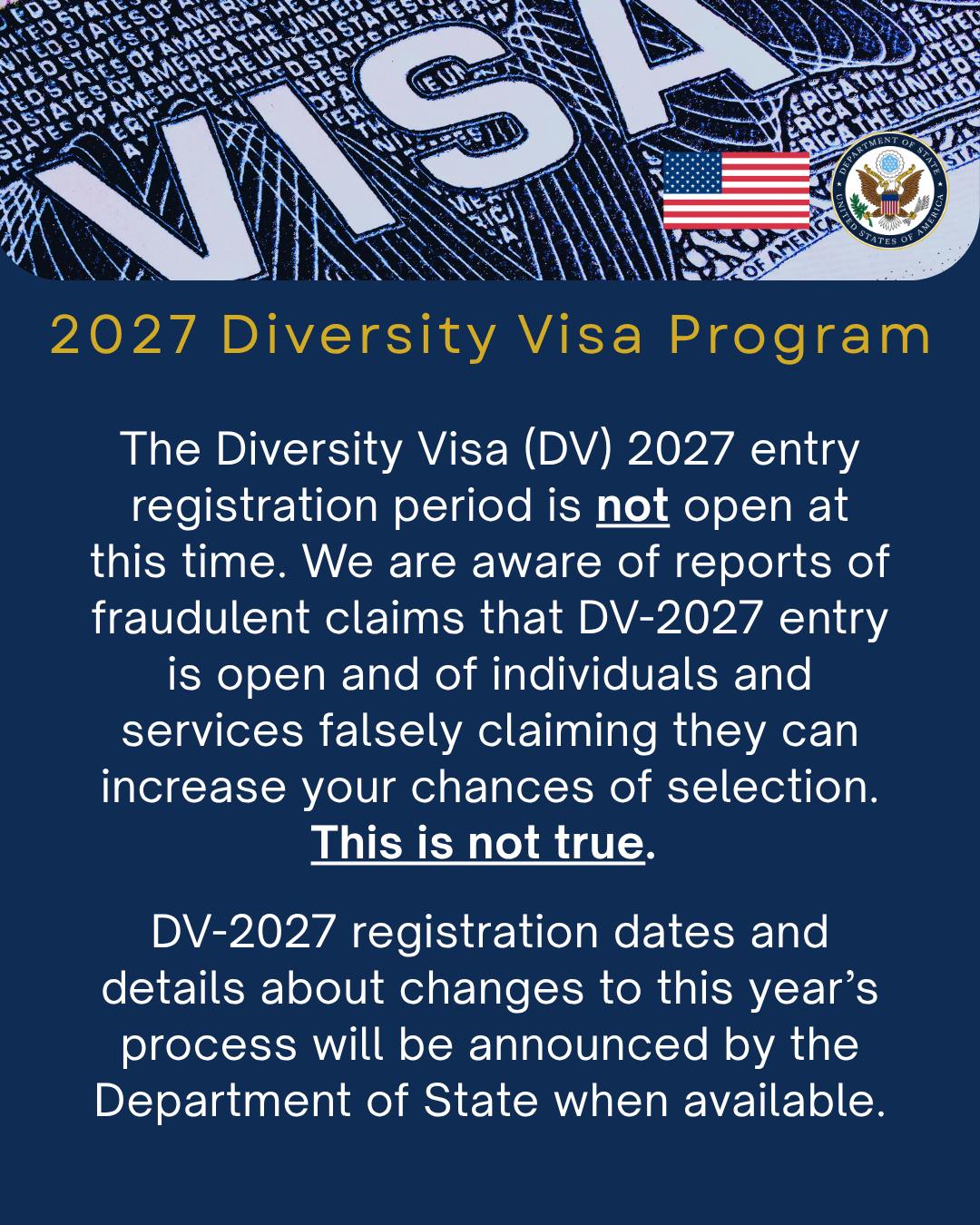 Ouverture de la DV Lottery 2027 : le département d’État américain communique enfin