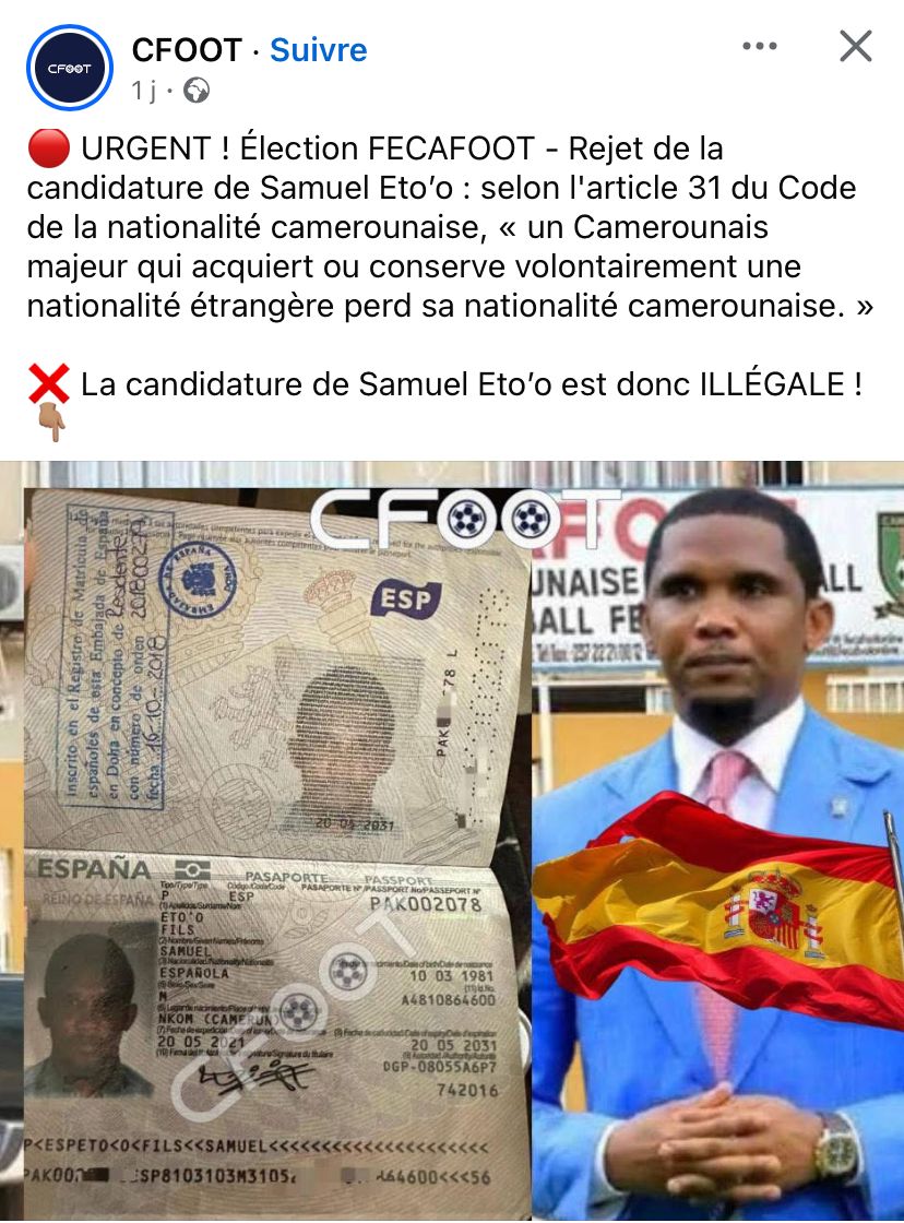 Samuel Eto’o FECAFOOT