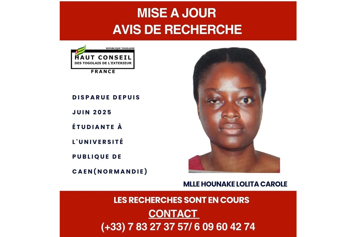 Hounaké Lolita : le HTCE France donne des nouvelles de l'étudiante togolaise disparue en France