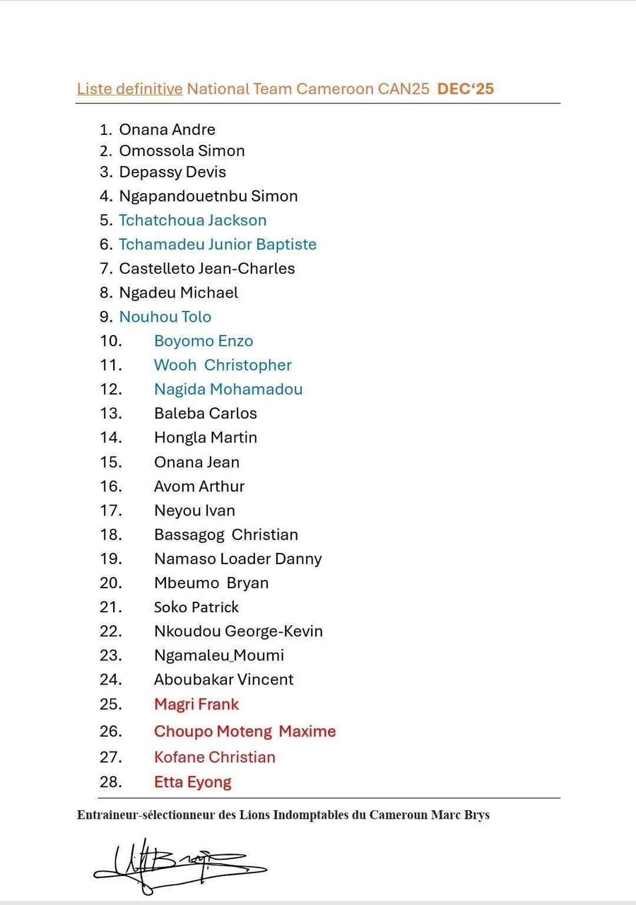 Marc Brys Cameroun CAN 2025