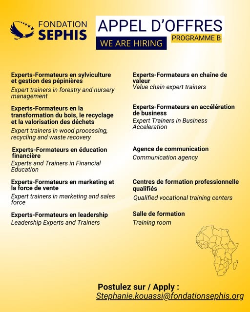 RECRUTEMENT MASSIF EN COURS A LA FONDATION SEPHIS (18 janvier 2026)
