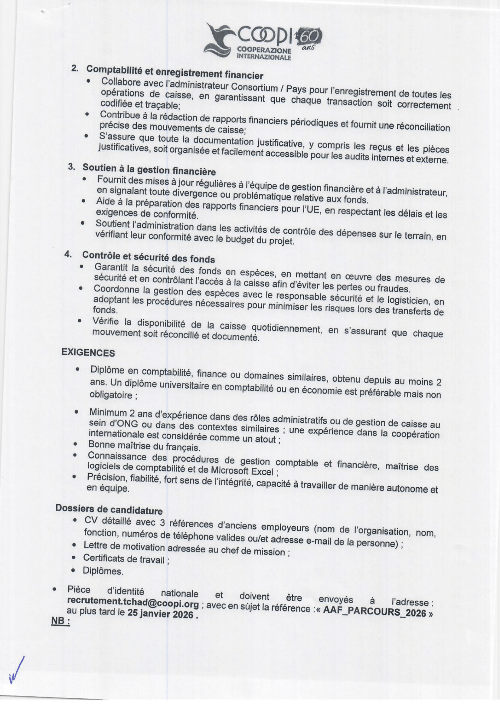 RECRUTEMENT MASSIF EN COURS A L'ONG COOPI INTERNATIONALE (14 janvier 2026)