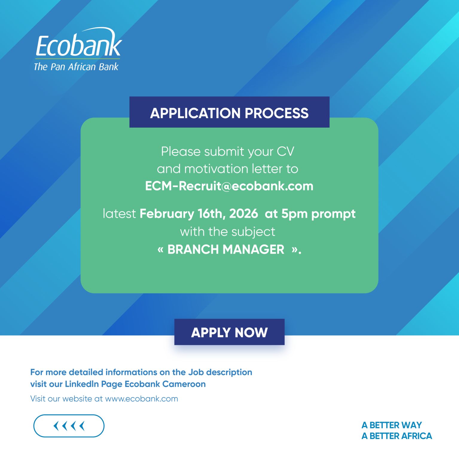 02 postes à pourvoir à ECOBANK (09 février 2026)