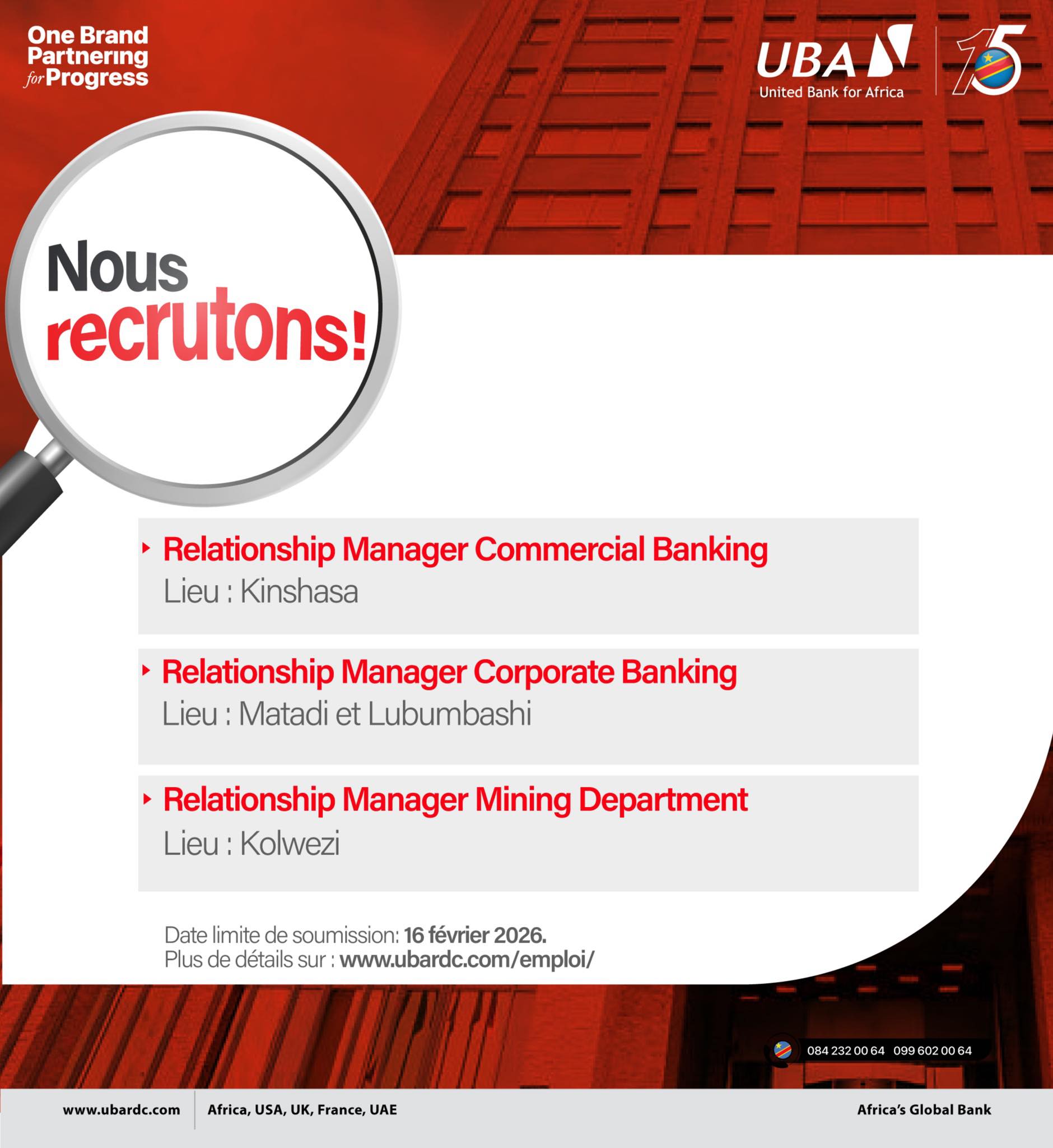 03 POSTES A POURVOIR A UBA (03 février 2026)