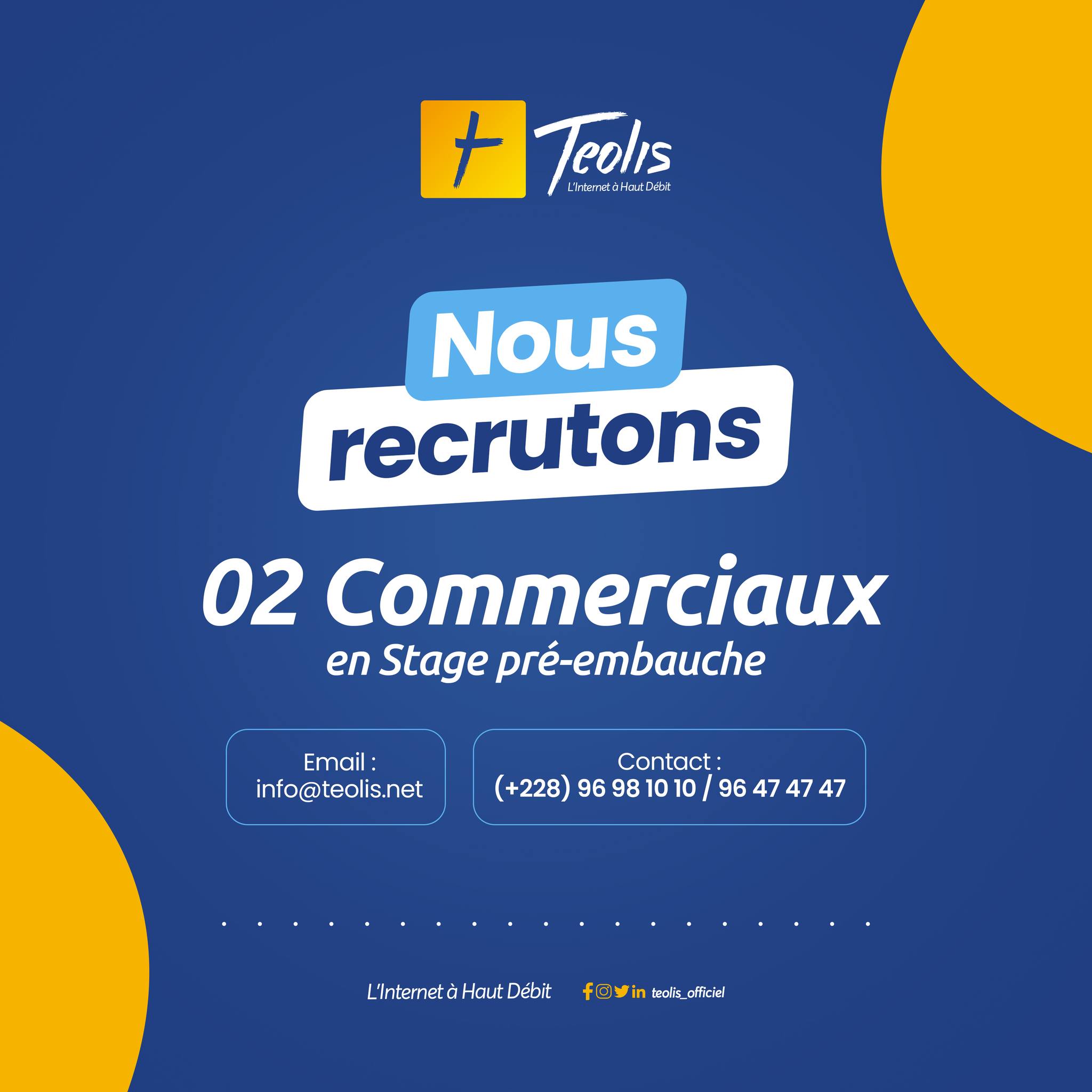 STAGE DE PRE-EMBAUCHE A TEOLIS (15 février 2026)