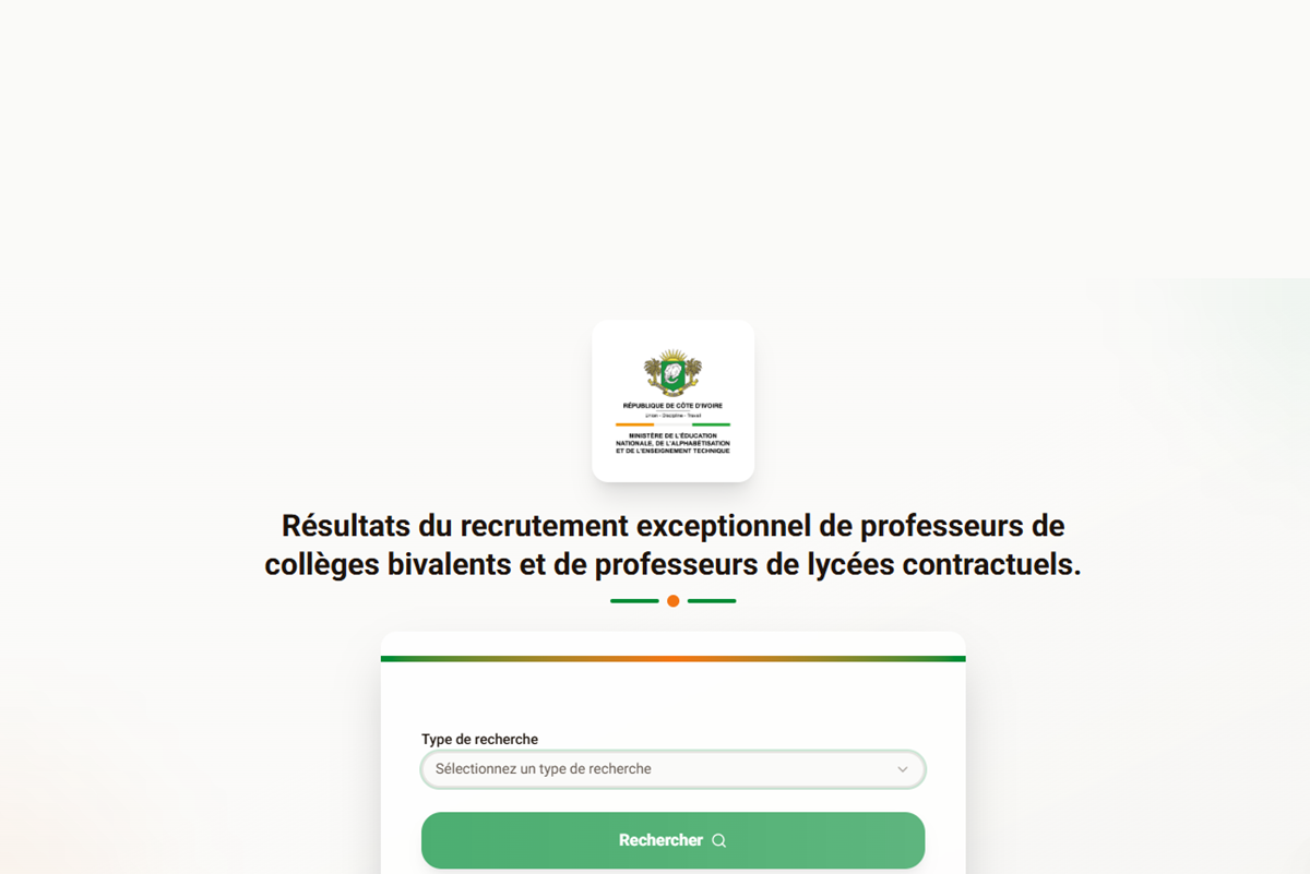 Côte d'Ivoire les résultats provisoires du concours de recrutement exceptionnel de 2 000 enseignants disponibles ; consultez-les ici