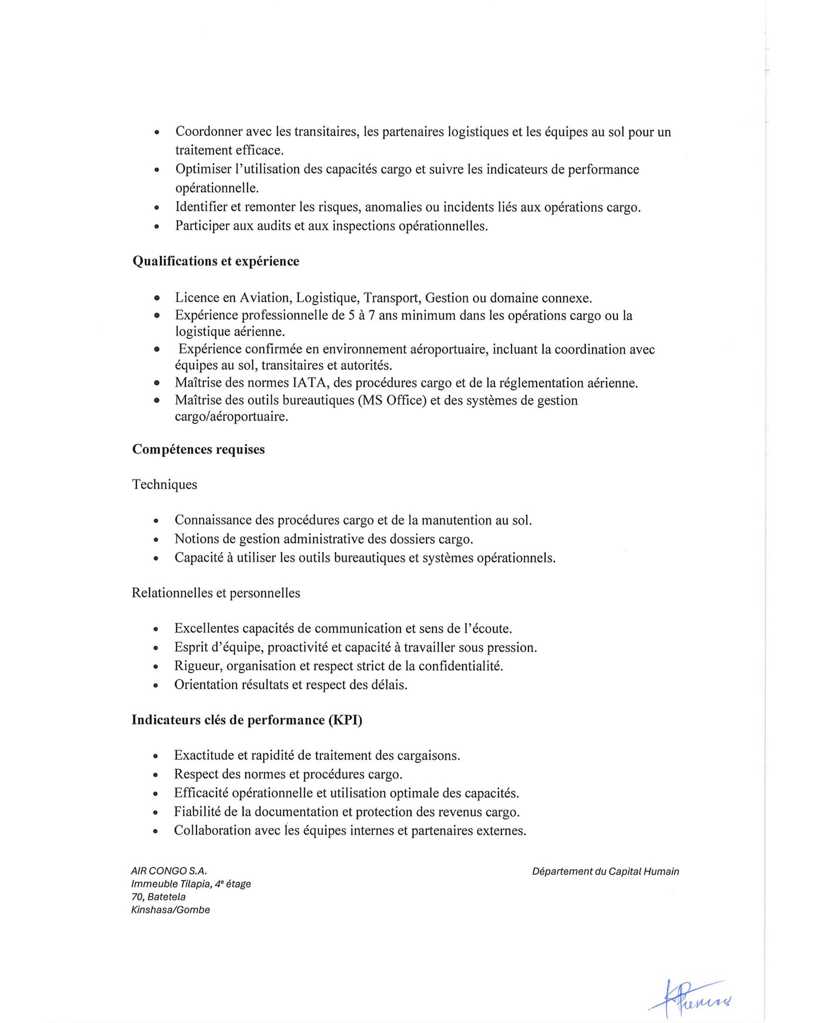 Air Congo recrute à nouveau du personnel (05 avril 2026)