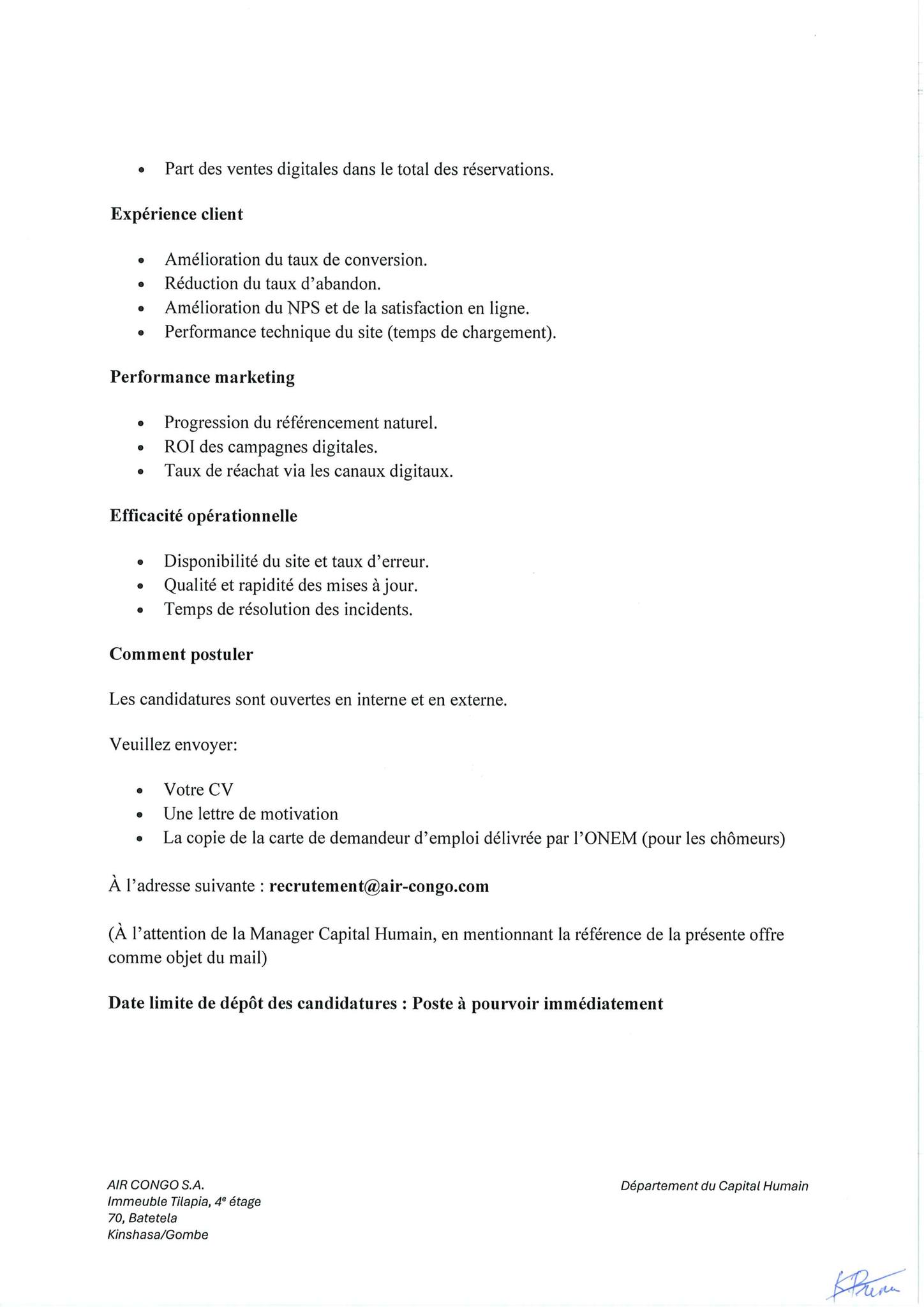 Air Congo recrute à nouveau du personnel (05 avril 2026)
