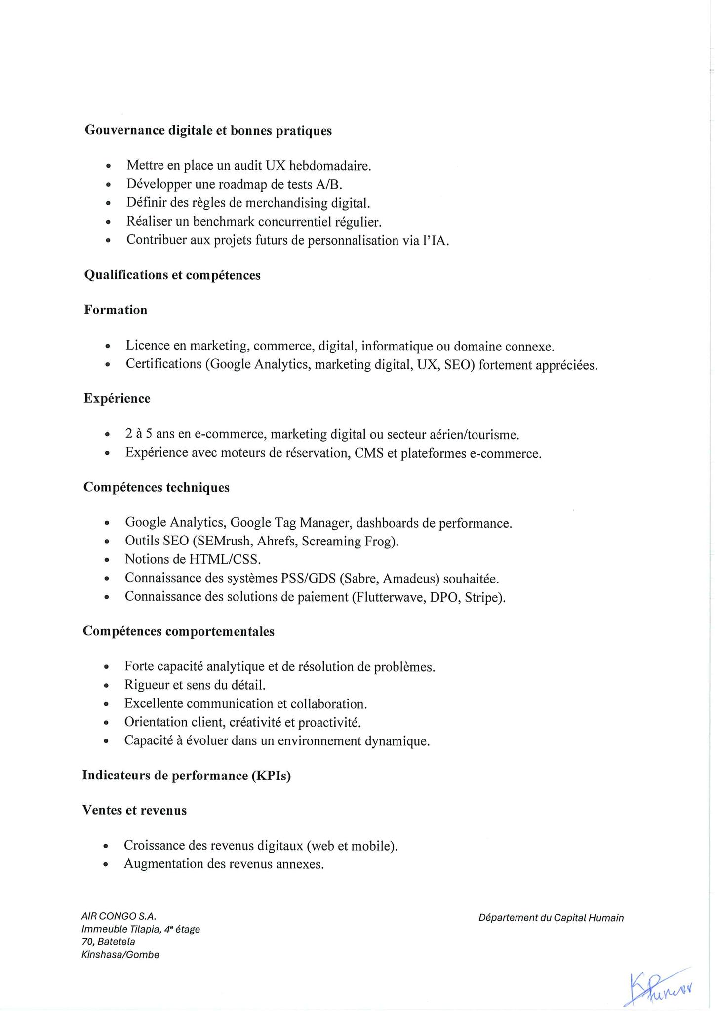 Air Congo recrute à nouveau du personnel (05 avril 2026)