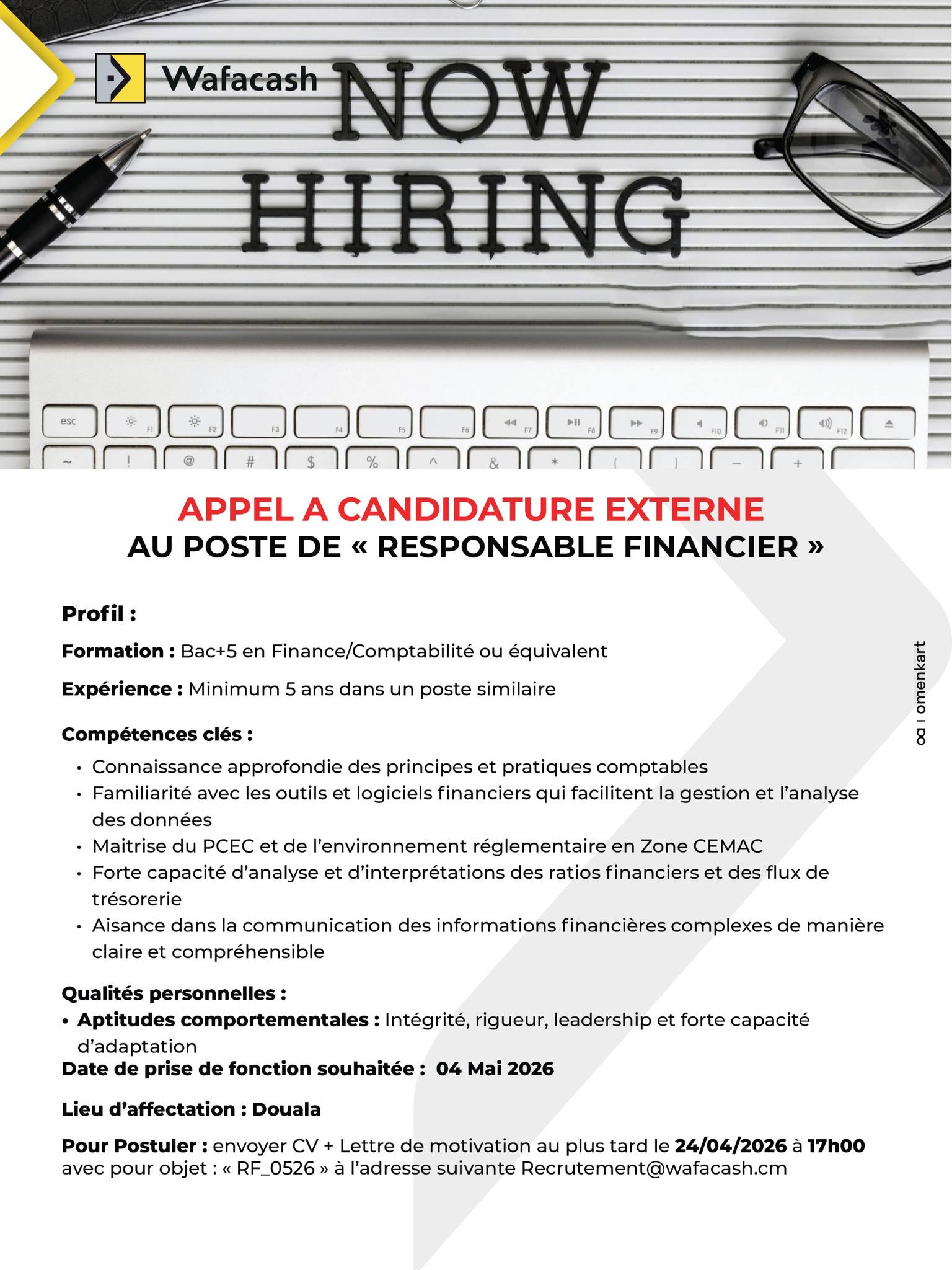 WAFACASH RECRUTE DU PERSONNEL (13 avril 2026)