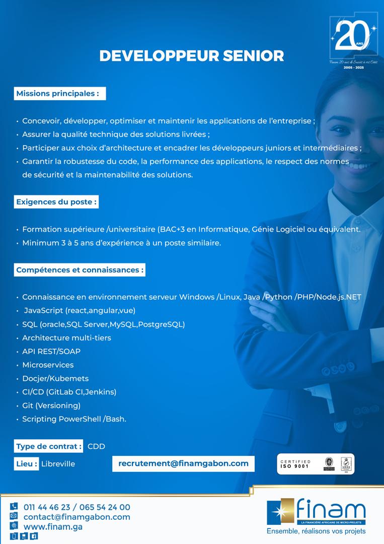 Recrutement lancé à la société FINAM (16 avril 2026)