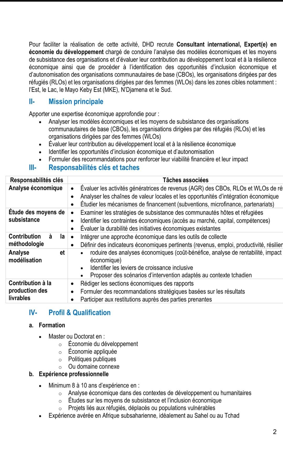 Recrutement lancé à l'ONG Développement Humain Durable (DHD)-(24 avril 2026)