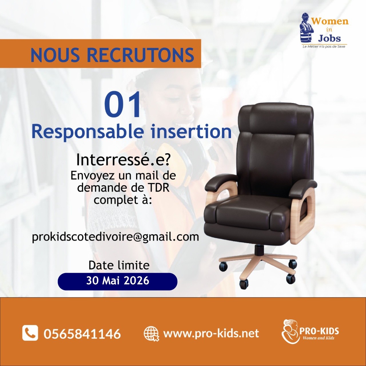 NOUVEL AVIS DE RECRUTEMENT À L'ONG PRO-KIDS (09 mai 2026)