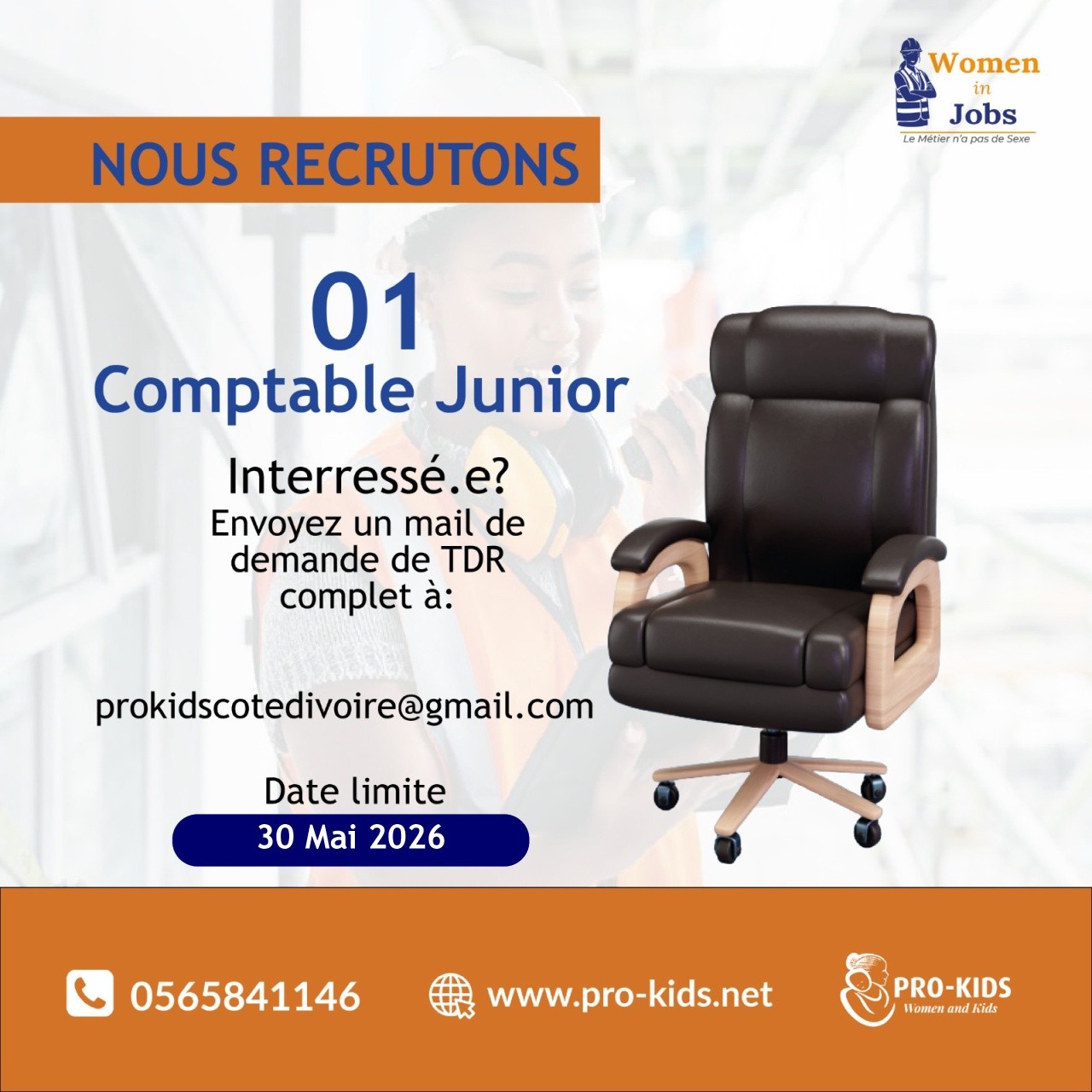 NOUVEL AVIS DE RECRUTEMENT À L'ONG PRO-KIDS (09 mai 2026)