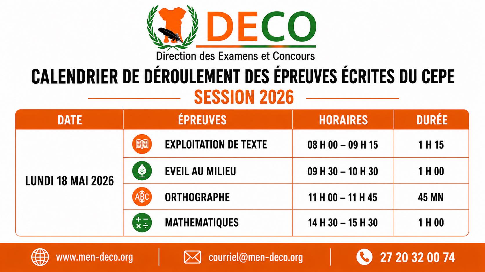 Côte d’Ivoire / CEPE 2026 : voici le calendrier de déroulement des épreuves