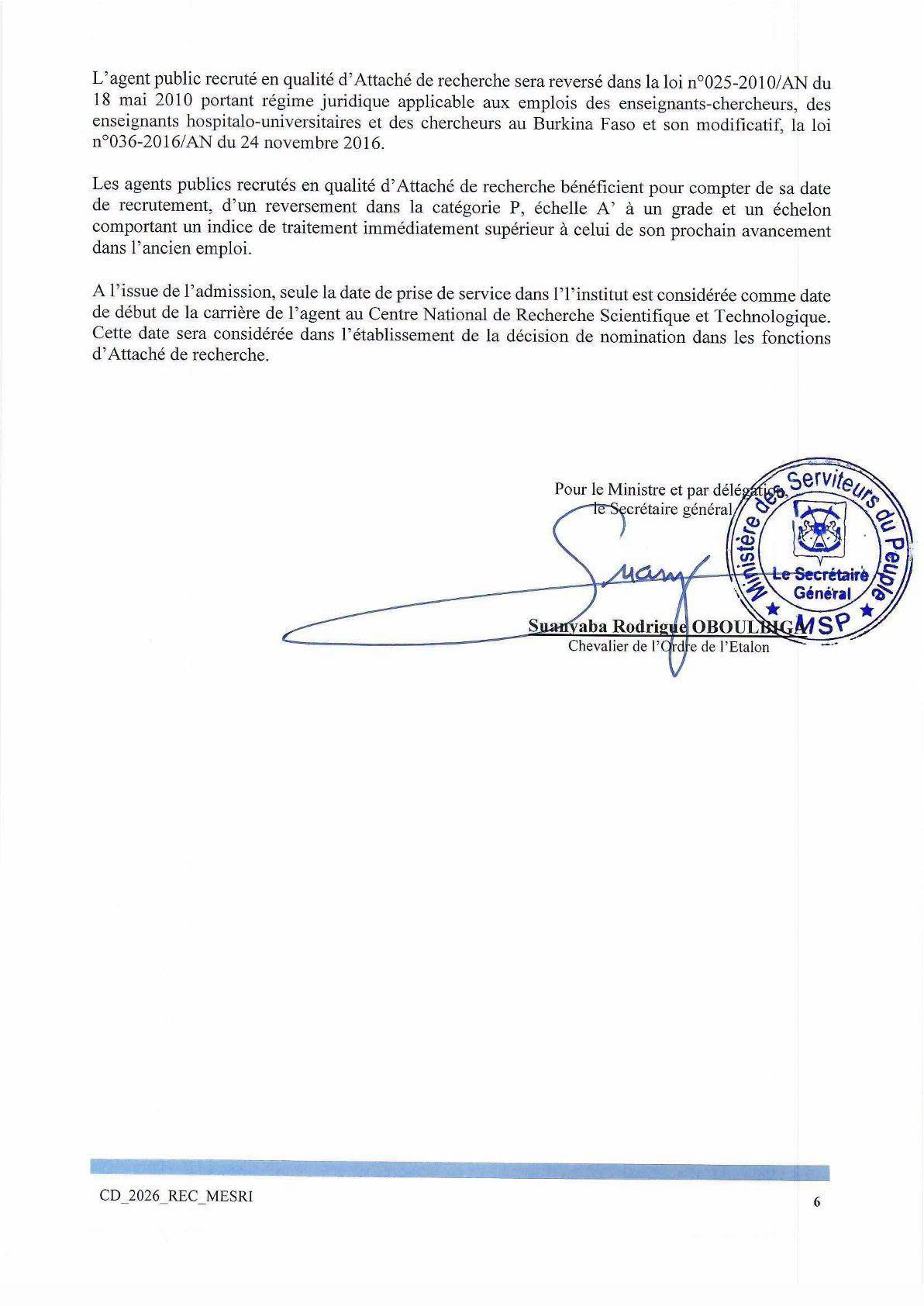 Burkina Faso concours de recrutement de soixante-dix-huit (78) attachés de recherche