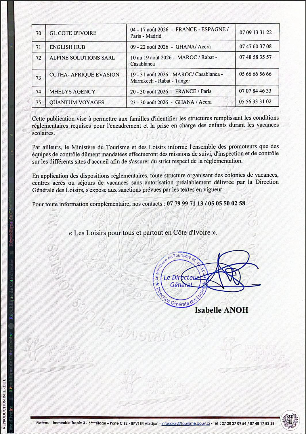 Côte d’Ivoire : colonies de vacances, voici les structures autorisées