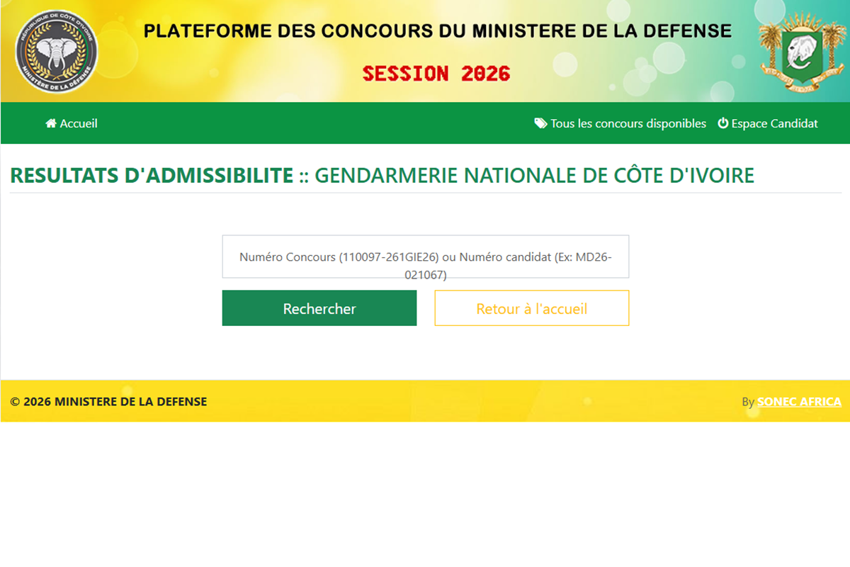Côte d'Ivoire les résultats des épreuves écrites du concours de gendarmerie 2026 disponibles ; consultez-les ici