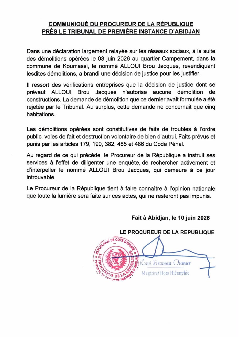 Côte d'Ivoire Démolitions Koumassi