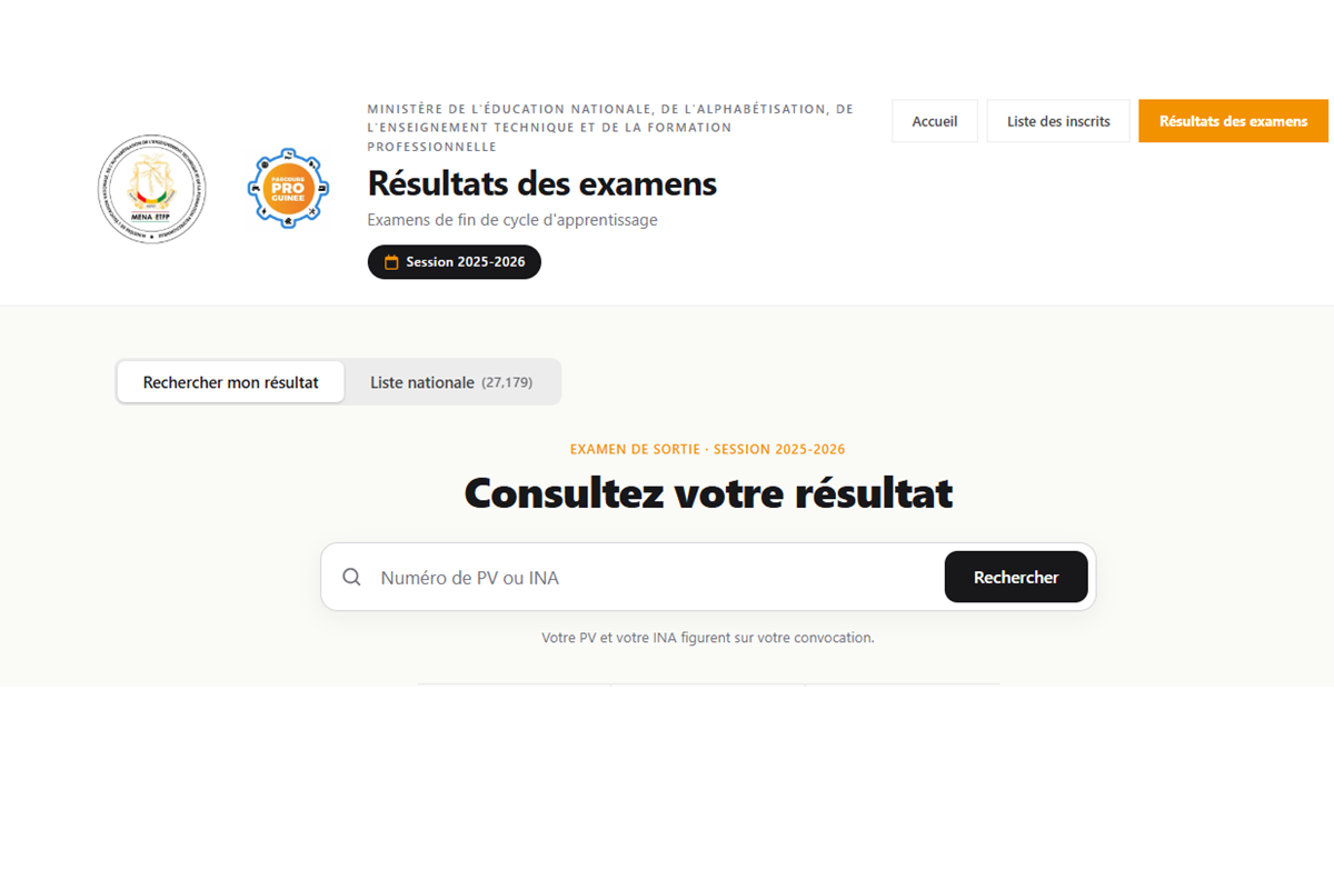 Guinée les résultats de l'Examen de sortie 2026 enfin disponibles, consultez-les ici