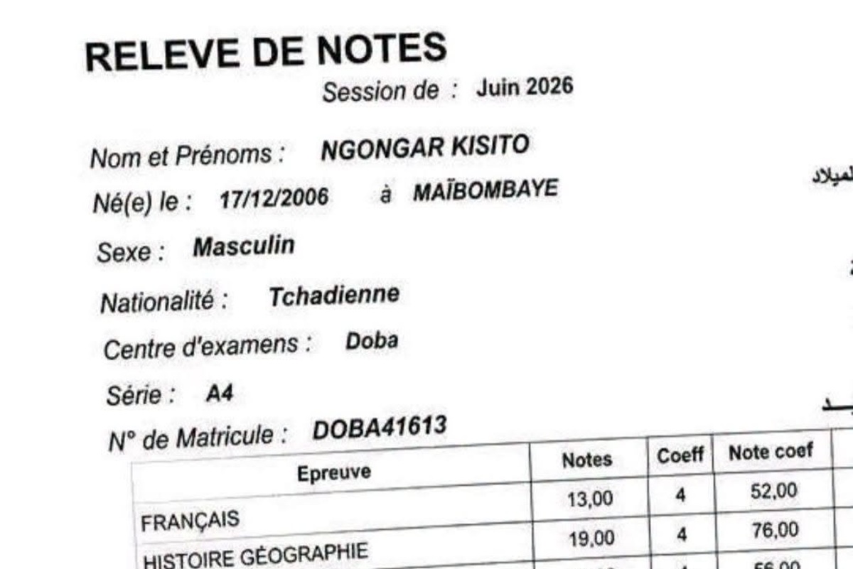 Tchad des diplômes du BAC 2026 falsifiés