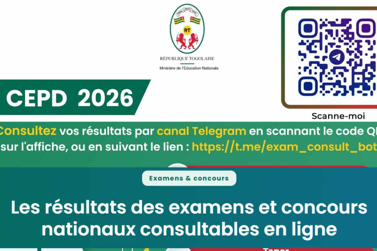 Togo c’est officiel, les résultats du CEPD 2026 sont disponibles ; vous pouvez les consulter en vous enregistrant d’avance