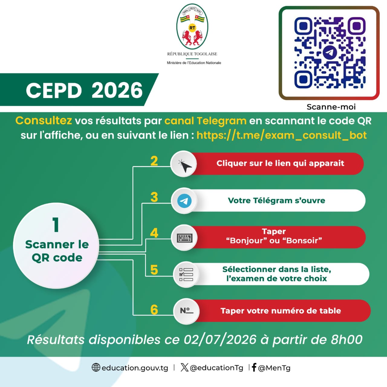 Consultation des résultats du CEPD 2026 au Togo