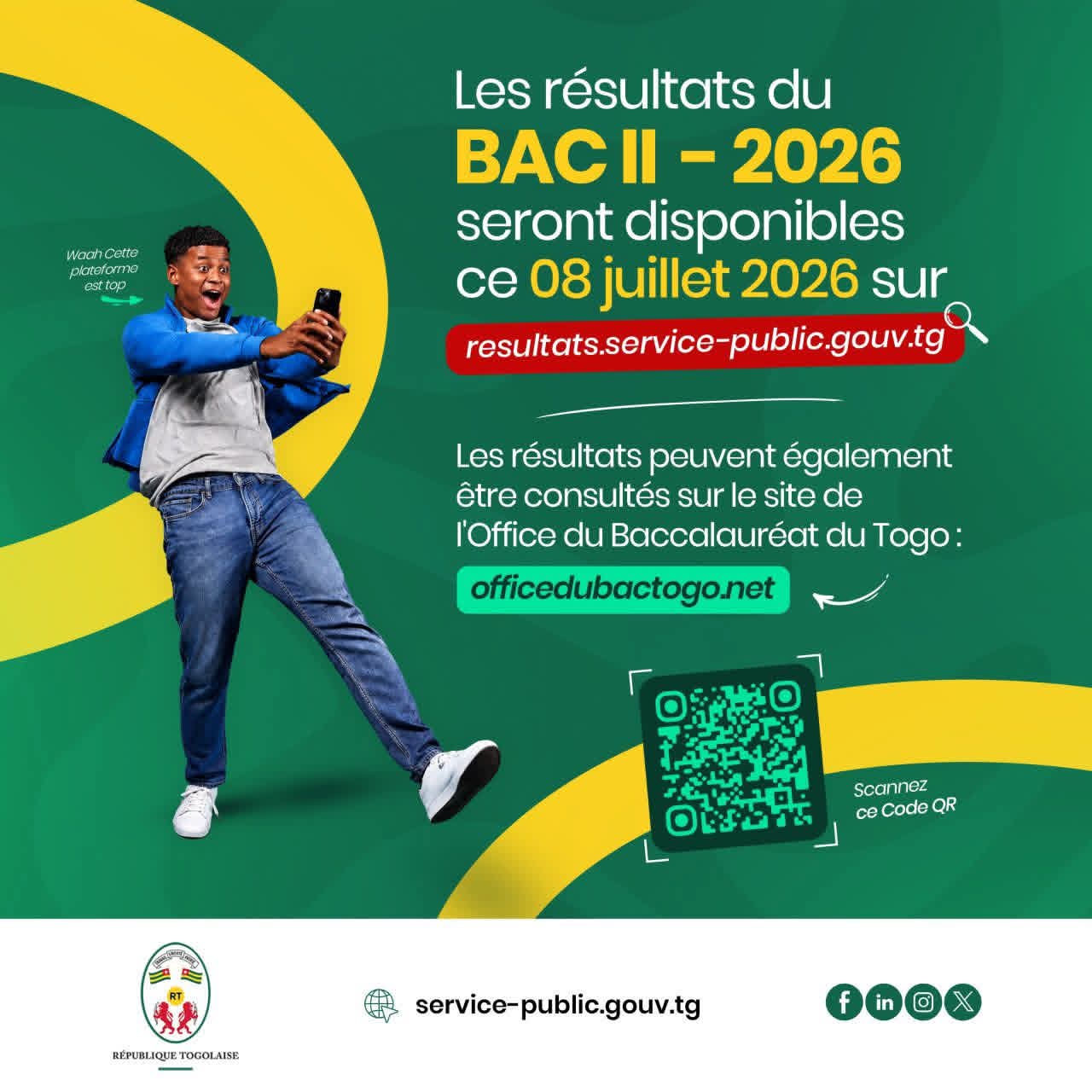 Les résultats du BAC 2 2026 au Togo la date de proclamation connue ; voici le lien de consultation